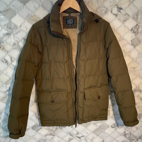J Crew down filled olive green coat. Size XS - Picture 2 of 12